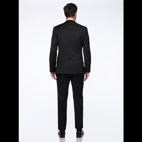 ORVIETO for Ernest 100% Wool Stretch Notch Lapel Modern Fit Black Suit Size 42R - Picture 2 of 11